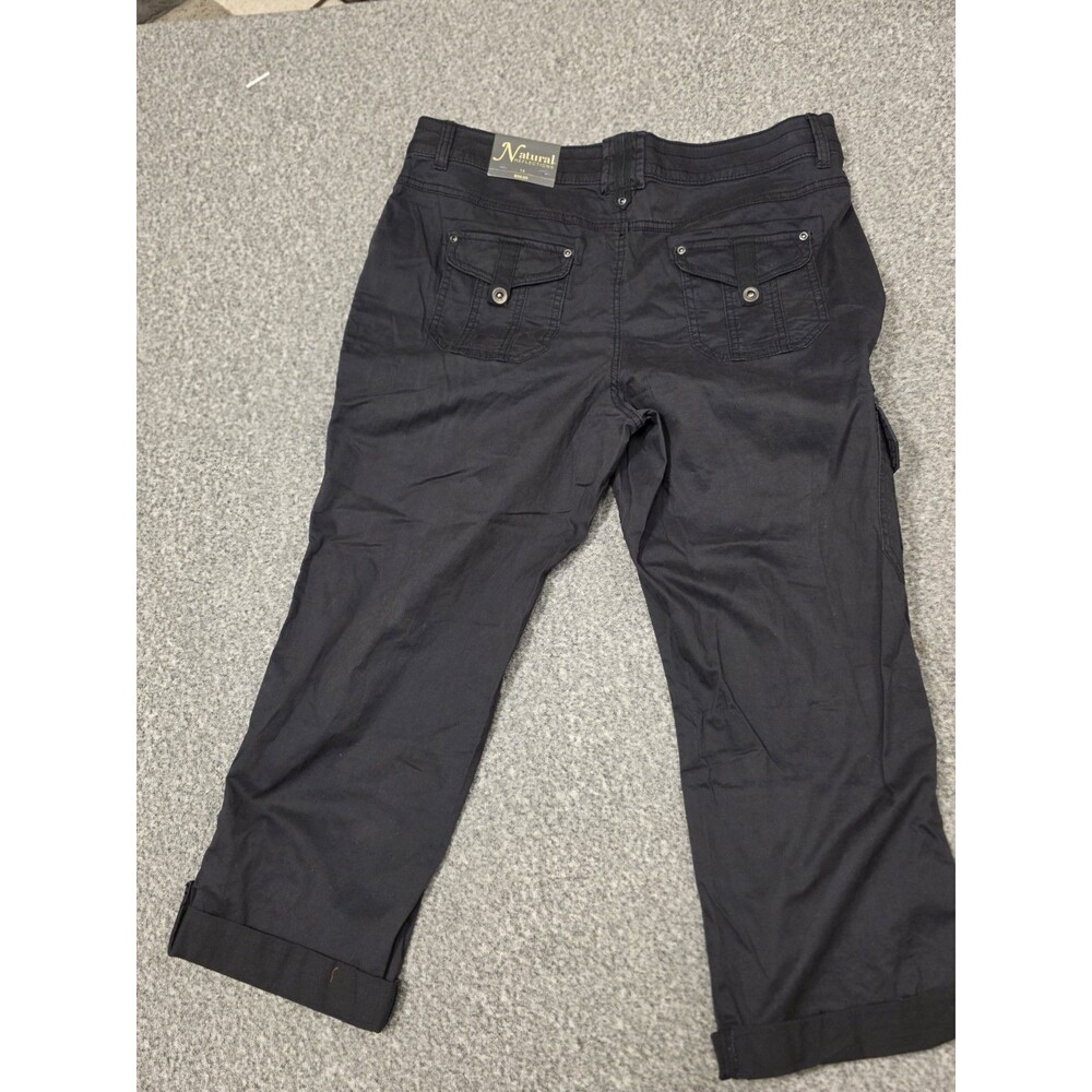 Natural Issues Black Cargo Pants Flat Front Zip Button Comfort Waist Pockets Wo… - Picture 8 of 12